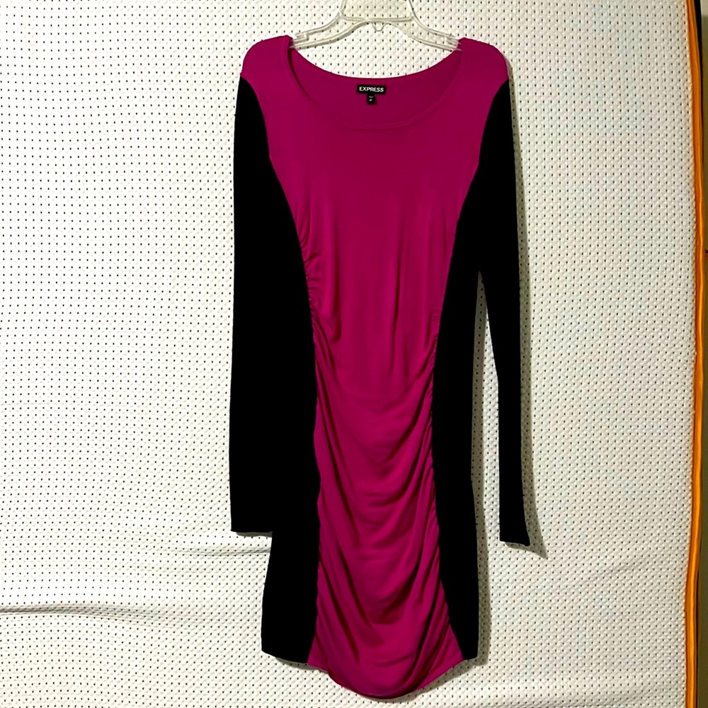Express - color block ruched sweater dress - small